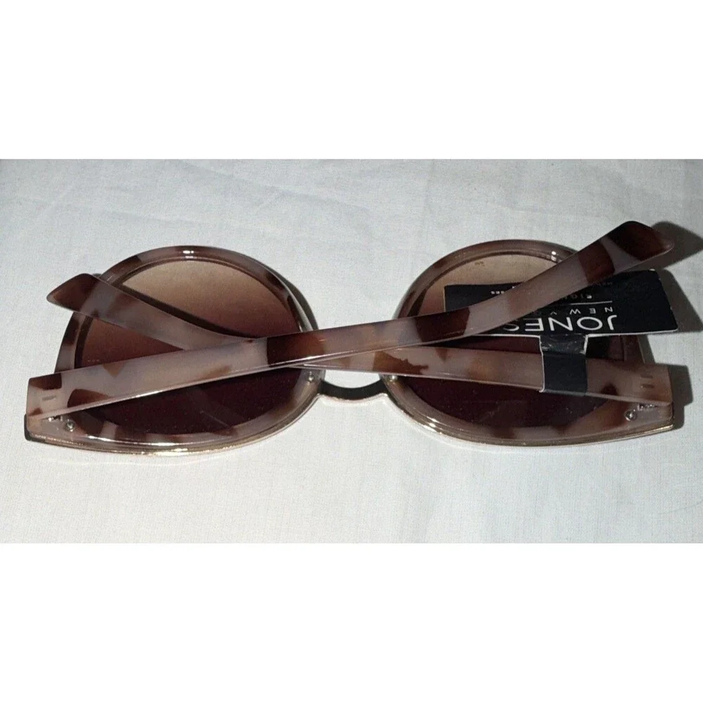 Jones New York Women's Round Striped Sunglasses, Brown Frame, 100% UV Protection